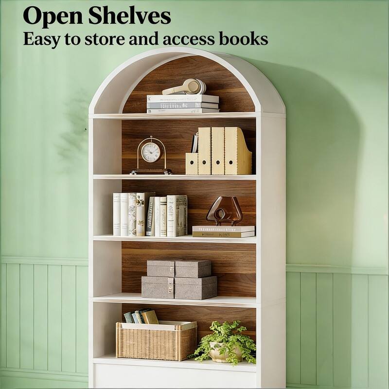 Open Shelves  
Easy to store and access books