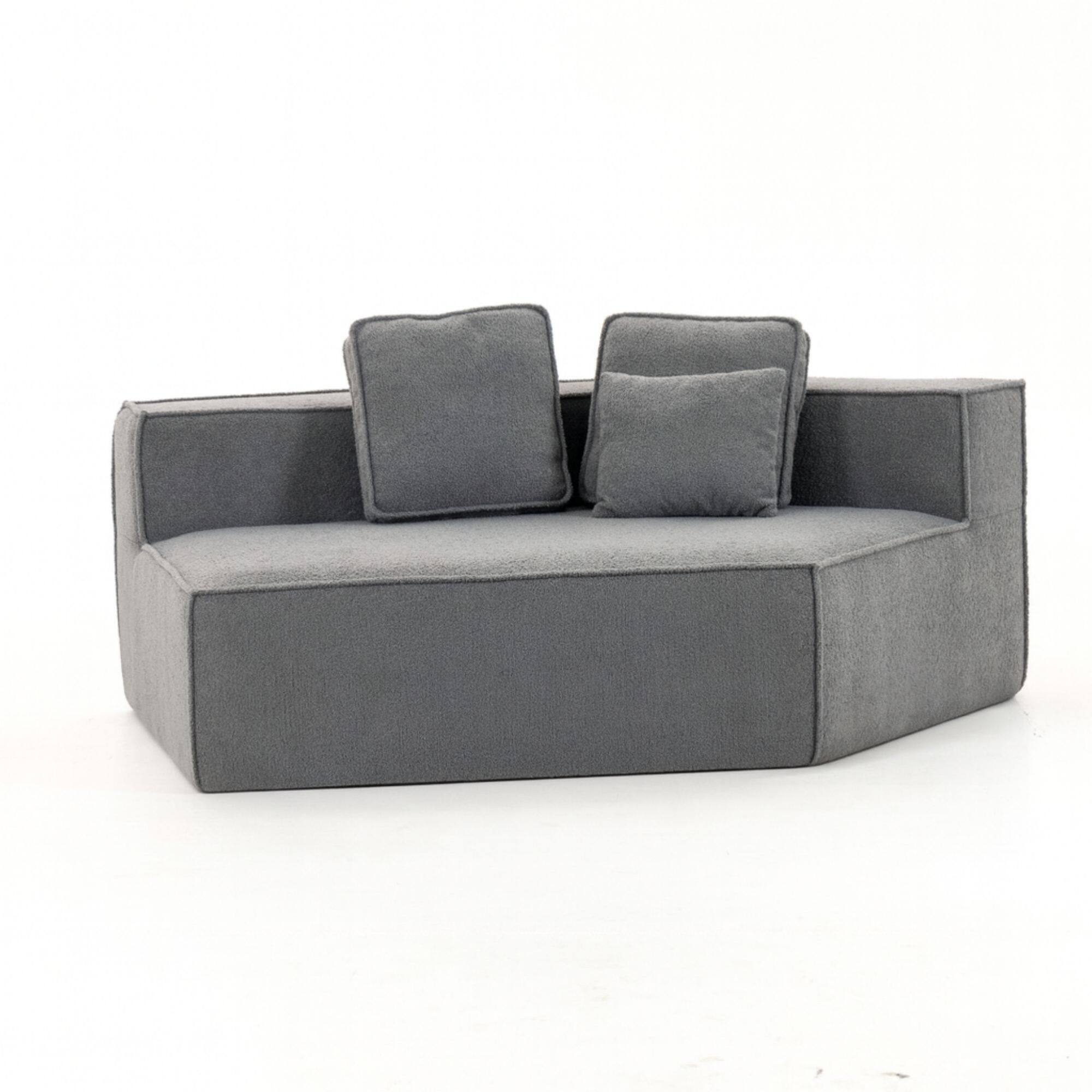 Alt View 8. GOODSILO - Soft Modular Floor Sofa Chair with Wide Seat and Plush Back Cushions, Cozy Lounge Chair for Living Room - Blue+Gray.
