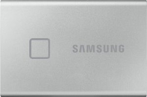 Samsung - T7 Touch 500GB External USB 3.2 Gen 2 Portable SSD with Hardware Encryption - Silver - Front_Zoom