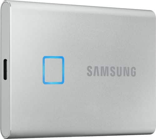 Samsung - Portable T7 Touch 2TB External USB 3.2 Gen 2 Portable Solid State Drive with Hardware Encryption - Silver