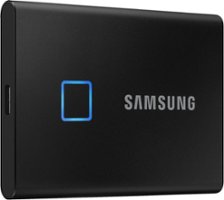 Samsung - Portable T7 Touch 2TB External USB 3.2 Gen 2 Portable Solid State Drive with Hardware Encryption - Black - Angle_Zoom