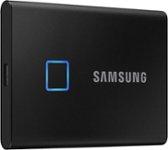 Angle Zoom. Samsung - T7 Touch 1TB External USB 3.2 Gen 2 Portable SSD with Hardware Encryption - Black.