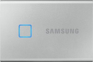 Samsung - Portable T7 Touch 1TB External USB 3.2 Gen 2 Portable Solid State Drive with Hardware Encryption - Silver - Front_Zoom