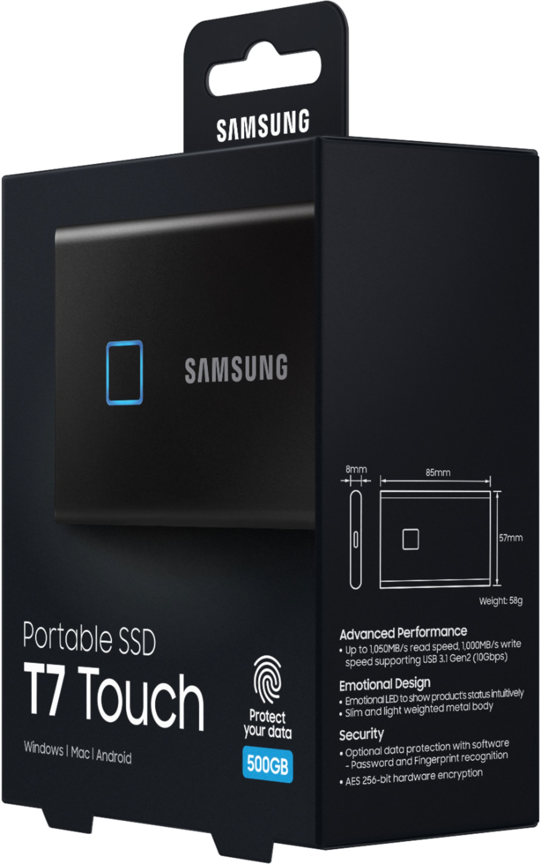 Samsung T7 Touch 500 Go Argent - SSD externe portable USB-C & USB-A -  Disque dur externe - Samsung