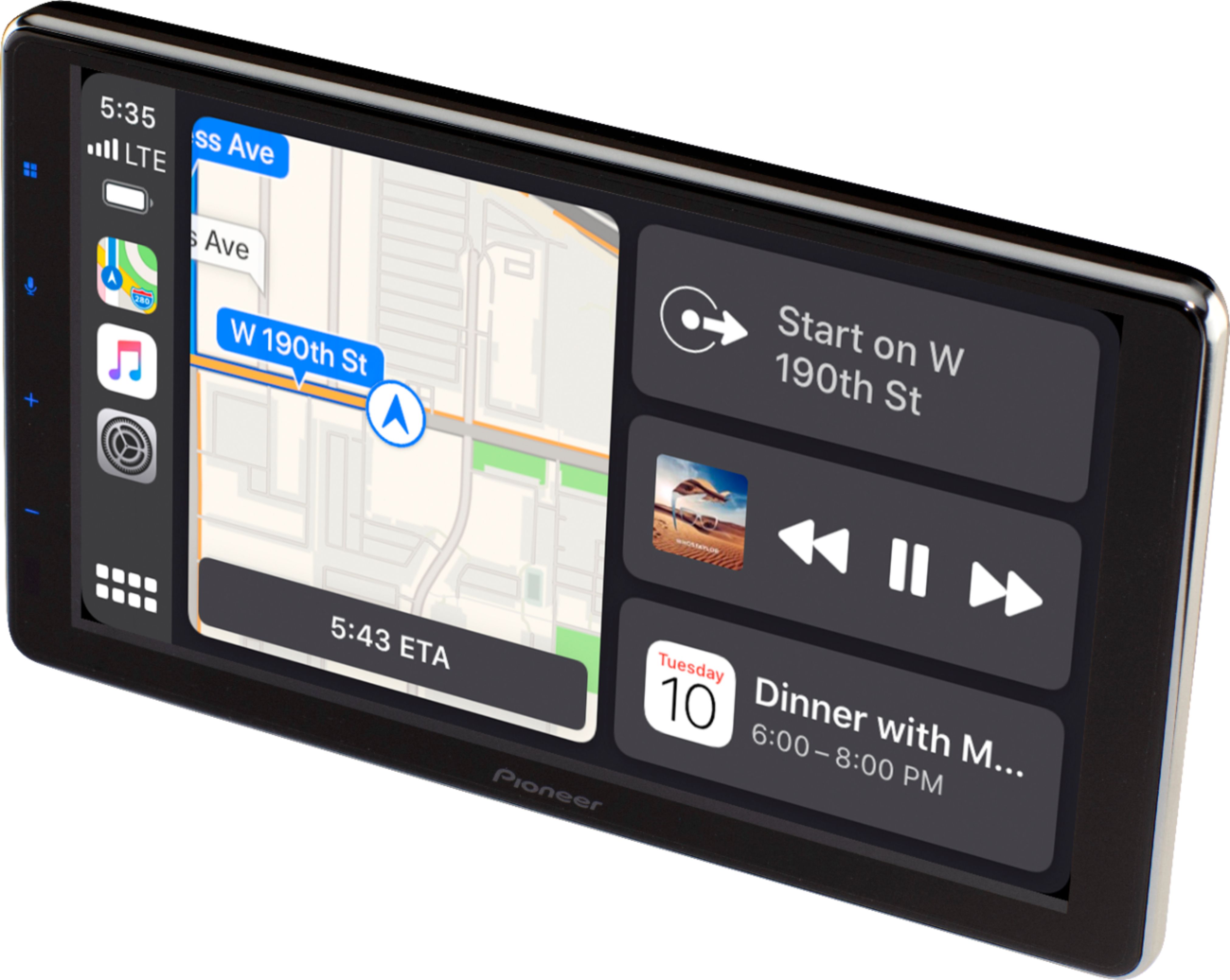 Left View: Kenwood - 7" - Android Auto/Apple® CarPlay™ - Built-in Bluetooth - In-Dash CD/DVD/DM Receiver - Black