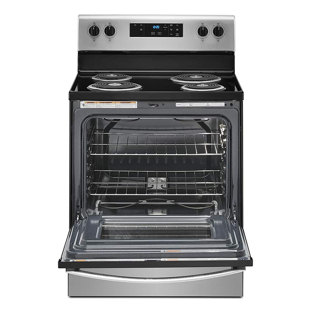 Angle View: Whirlpool - 4.8 Cu. Ft. Freestanding Electric Range with Keep Warm Setting - Stainless steel