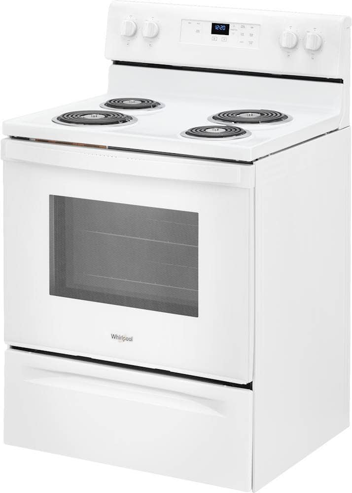 Left. Whirlpool - 4.8 Cu. Ft. Freestanding Electric Range with Keep Warm Setting - White.