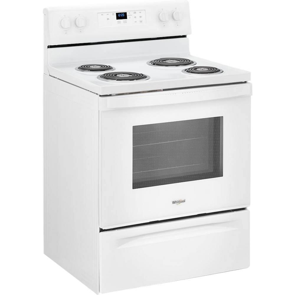 Angle. Whirlpool - 4.3 Cu. Ft. Freestanding Electric Range with Self-Cleaning and Keep Warm Setting - White.