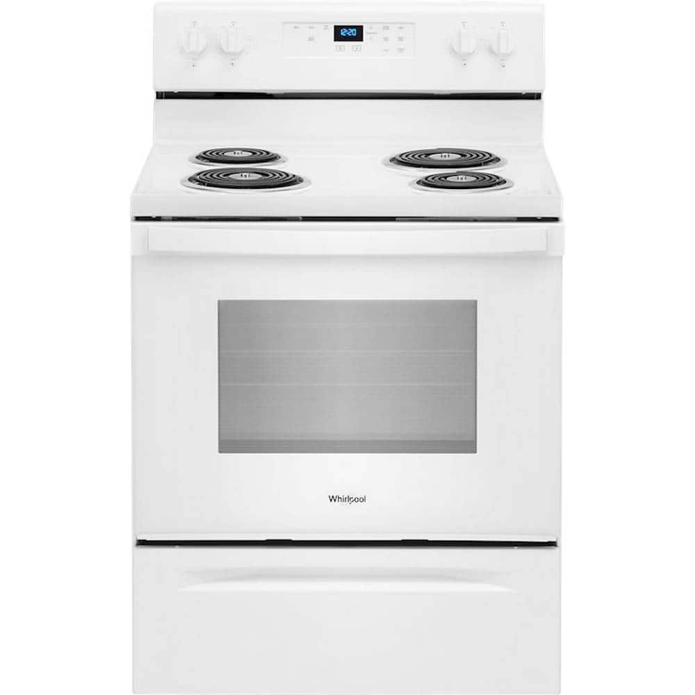 Front. Whirlpool - 4.3 Cu. Ft. Freestanding Electric Range with Self-Cleaning and Keep Warm Setting - White.
