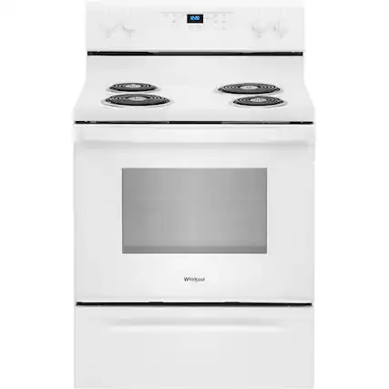 Front. Whirlpool - 4.3 Cu. Ft. Freestanding Electric Range with Self-Cleaning and Keep Warm Setting - White.