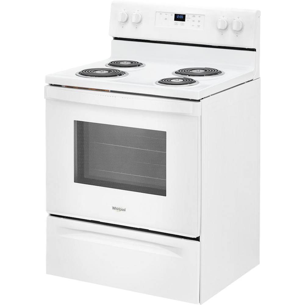 Left View: Whirlpool - 4.3 Cu. Ft. Freestanding Electric Range with Self-Cleaning and Keep Warm Setting - White
