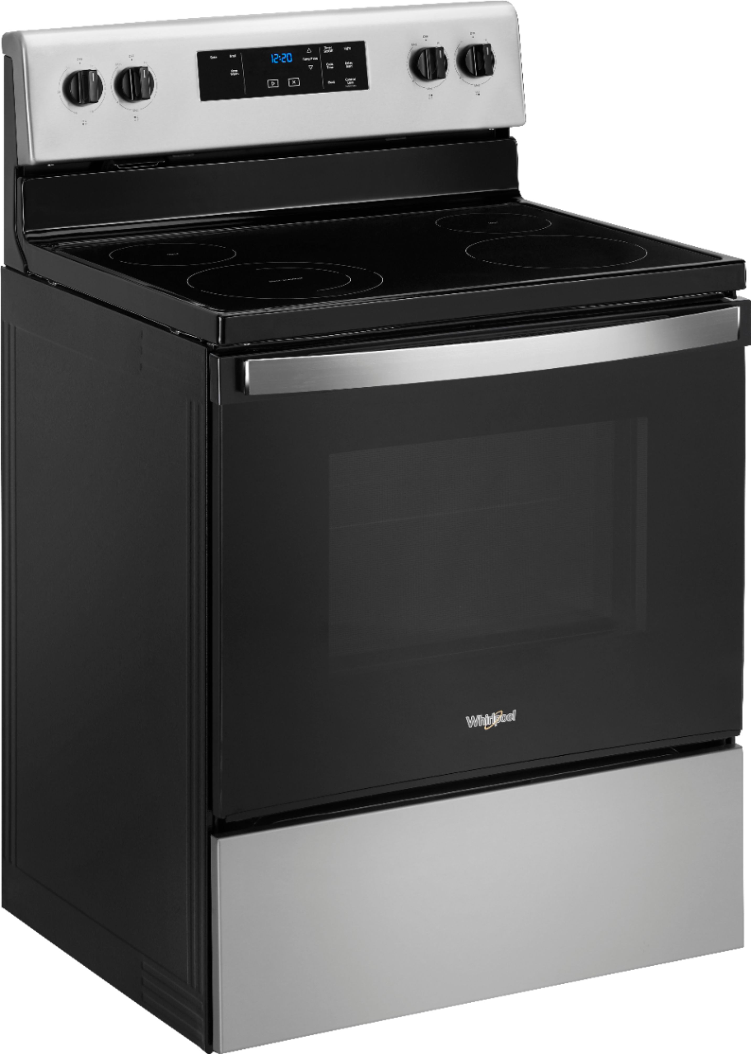 Angle View: GE - 5.3 Cu. Ft. Slide-In Electric Range - Stainless Steel