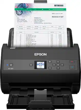 Front. Epson - WorkForce ES-865 Color Duplex Document Scanner - Black.