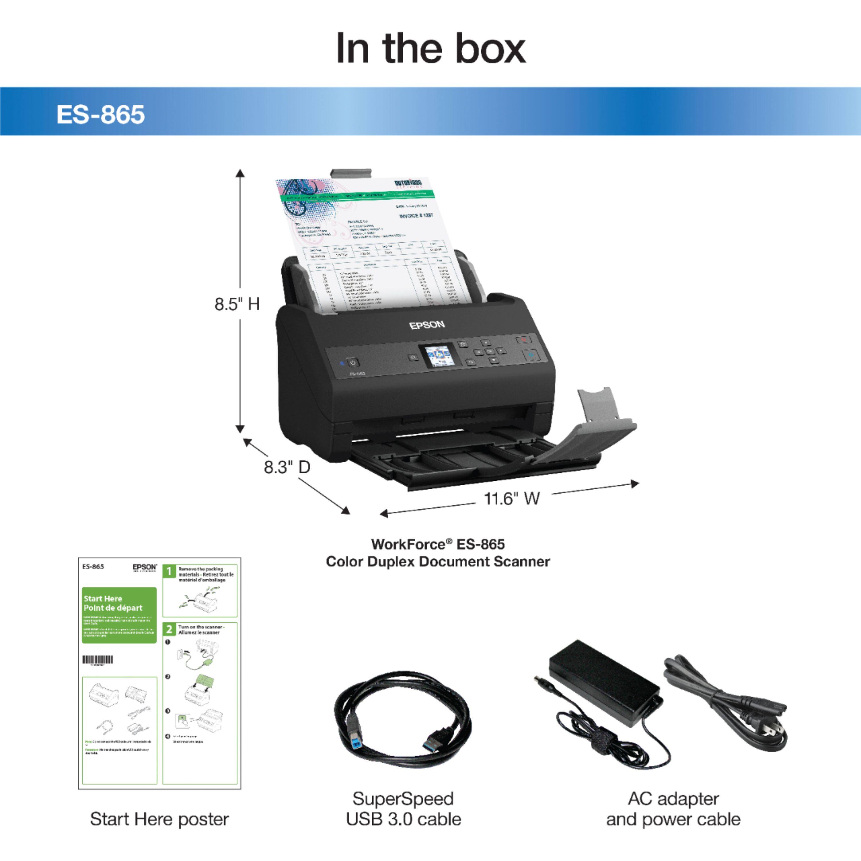 Epson WorkForce ES 865 Color Duplex Document Scanner Black WORKFORCE ES ...