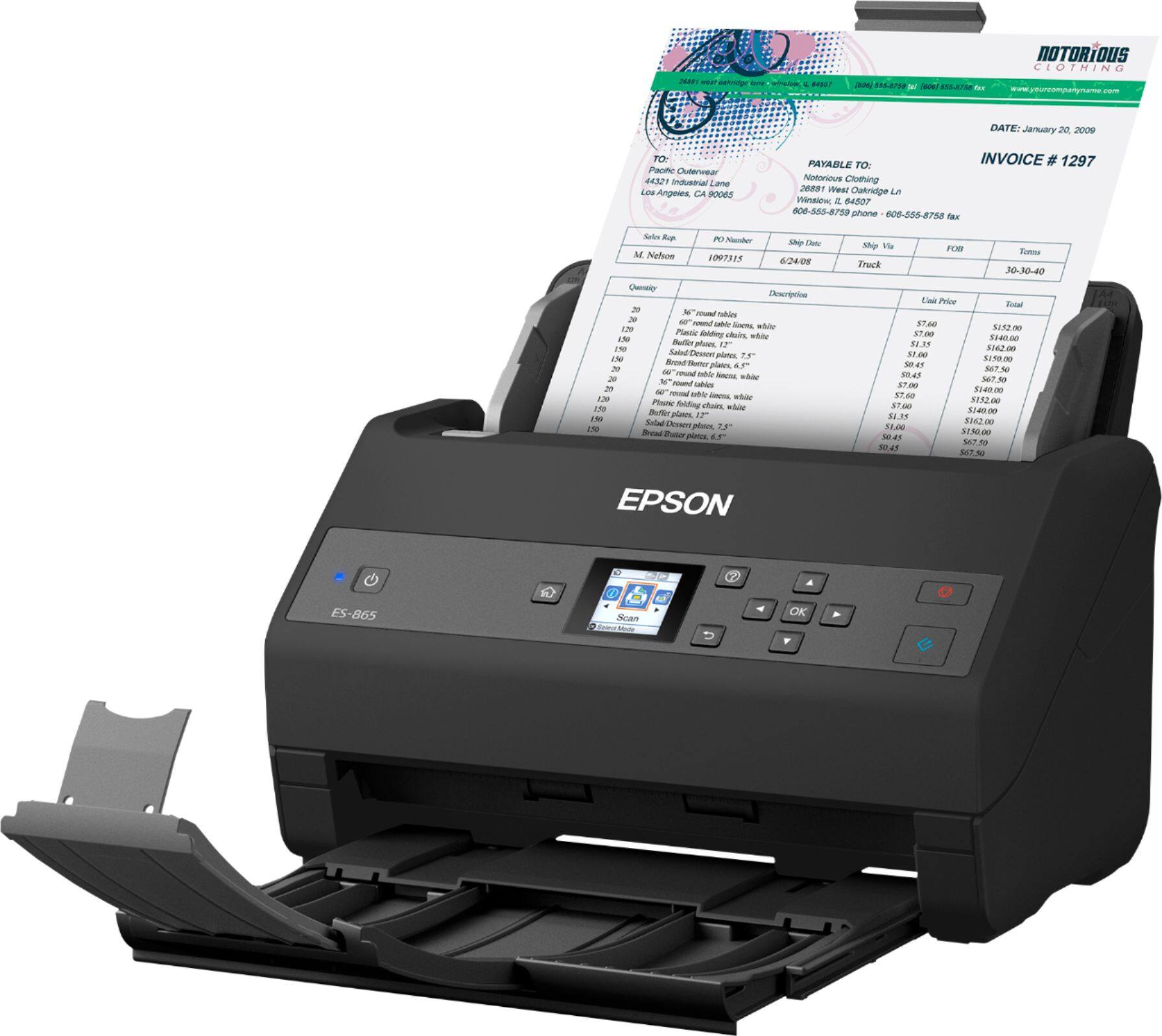 Epson WorkForce ES 865 Color Duplex Document Scanner Black WORKFORCE ES ...