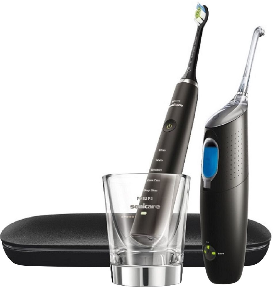 Angle View: Philips Sonicare - Sonicare Rechargeable Toothbrush and Oral Irrigator Set - Black