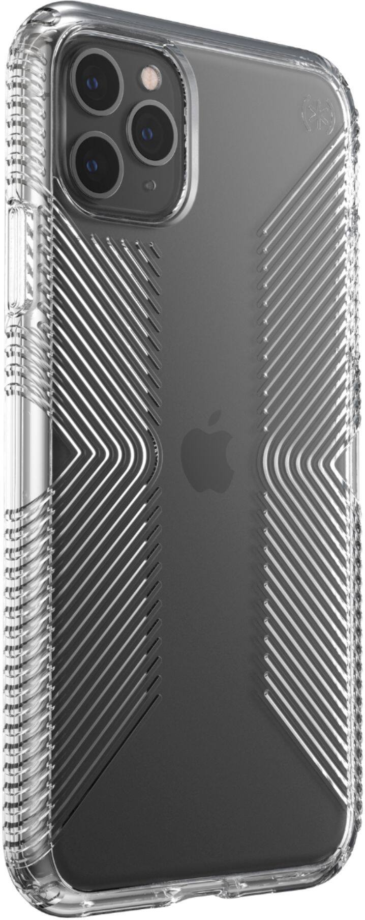 Angle. Speck - Presidio Perfect Clear + Grip Case for Apple® iPhone® 11 Pro Max - Clear.