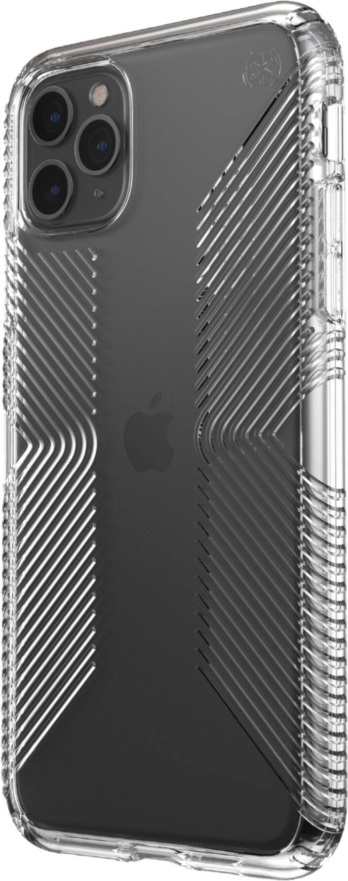 Left. Speck - Presidio Perfect Clear + Grip Case for Apple® iPhone® 11 Pro Max - Clear.