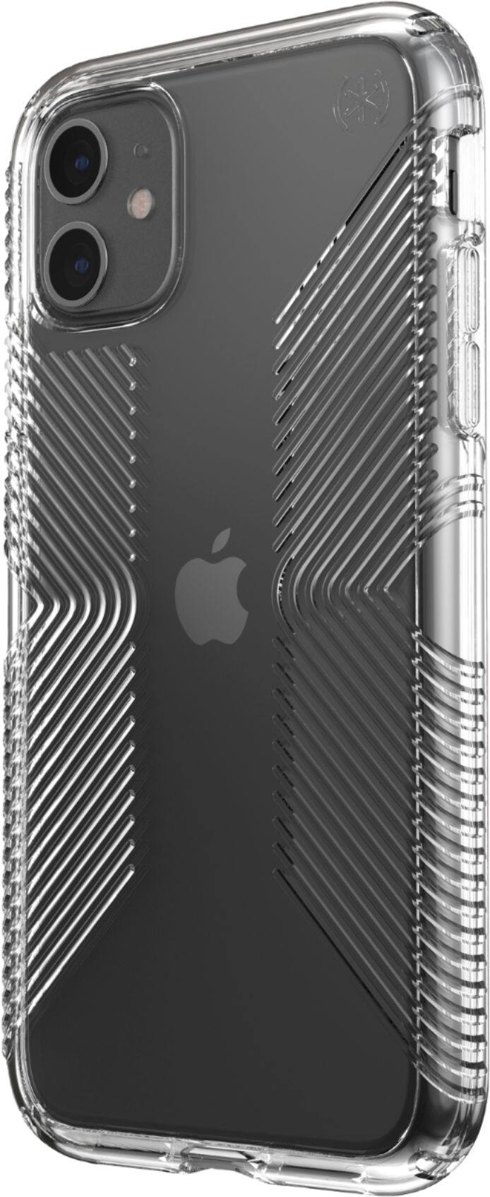 Left View: Speck - Presidio Perfect Clear + Grip Case for Apple® iPhone® 11 - Clear