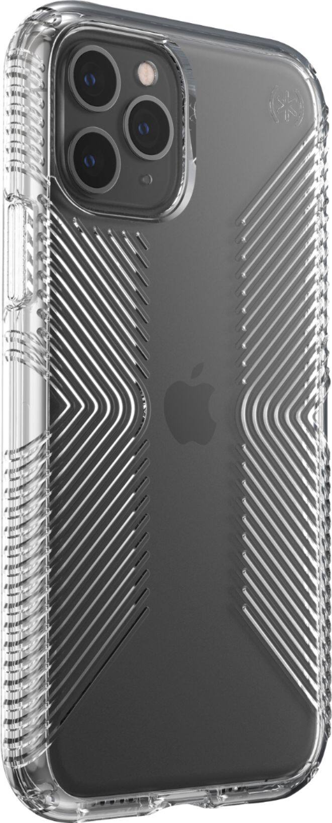 Angle. Speck - Presidio Perfect Clear + Grip Case for Apple® iPhone® 11 Pro - Clear.