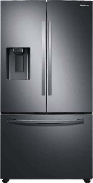 Front Zoom. Samsung - 27 cu. ft. 3-Door French Door Refrigerator with External Water & Ice Dispenser - Black Stainless Steel.