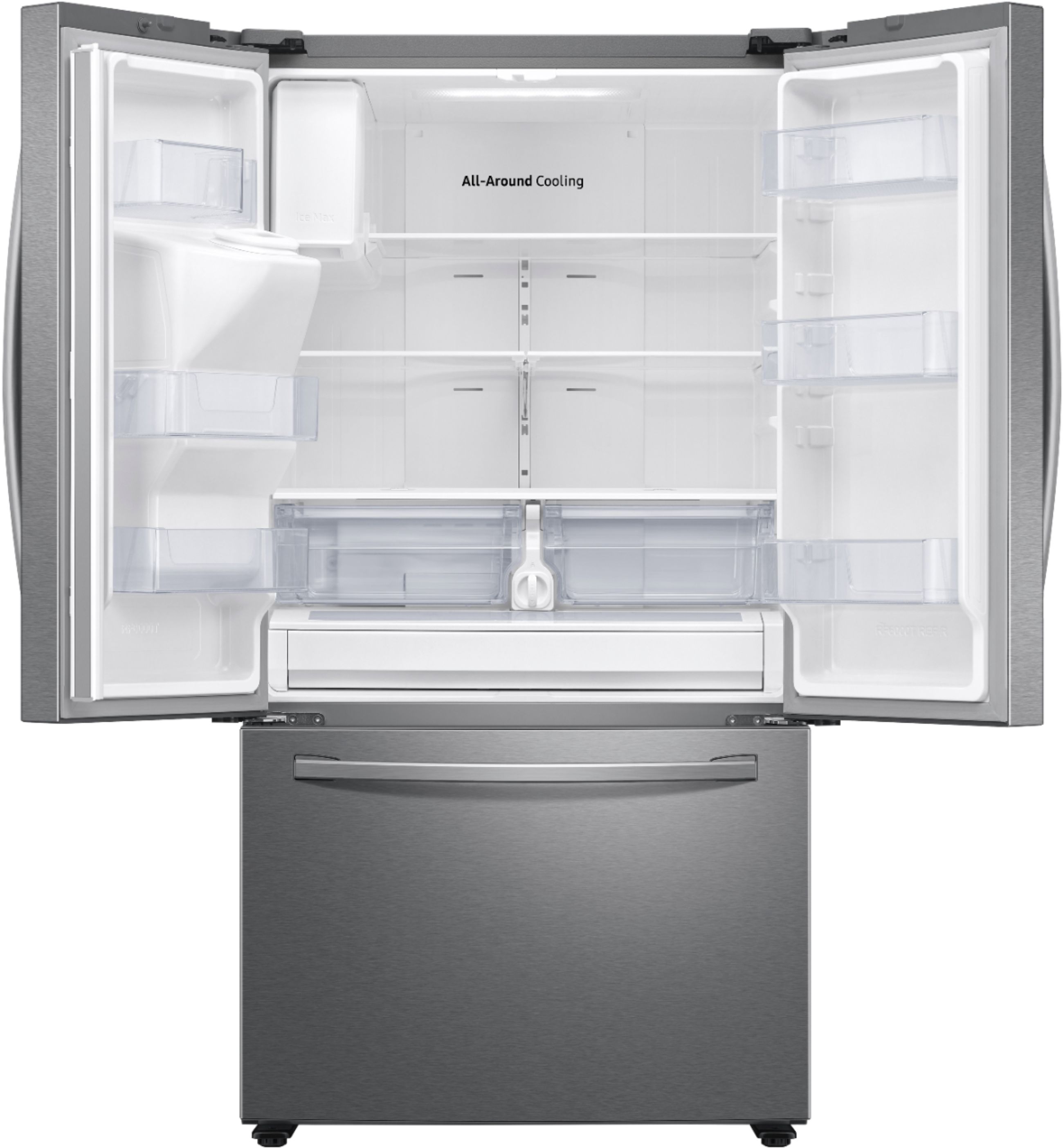 Left View: Samsung - 27 cu. ft. 3-Door French Door Refrigerator with External Water & Ice Dispenser - Stainless Steel