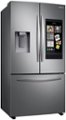 Angle Zoom. Samsung - 26.5 cu. ft. Large Capacity 3-Door French Door Refrigerator with Family Hub™ and External Water & Ice Dispenser - Stainless steel.