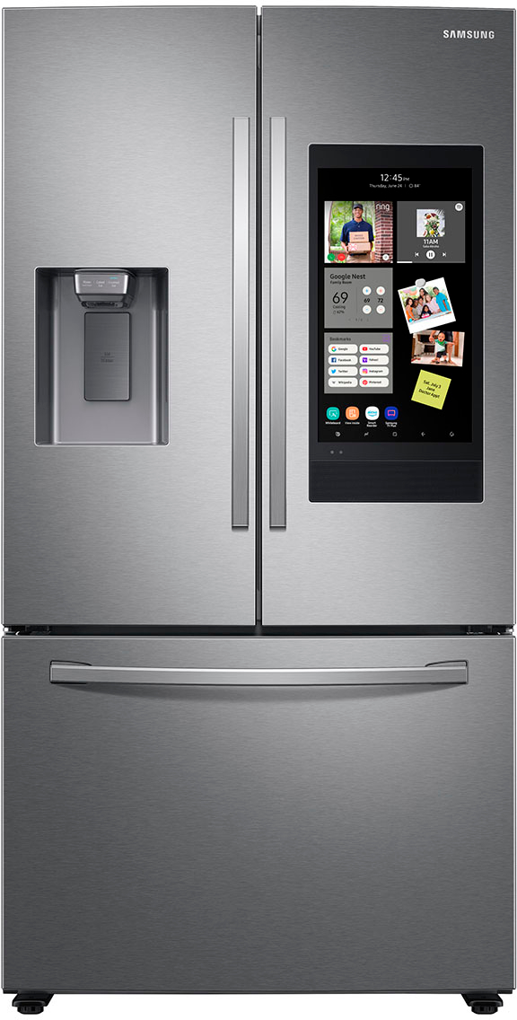 Samsung - 26.5 cu. ft. Large Capacity 3-Door French Door Refrigerator with Family Hub™ and External Water & Ice Dispenser - Stainless steel