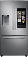 Samsung - 26.5 cu. ft. Large Capacity 3-Door French Door Refrigerator with Family Hub and External Water & Ice Dispenser - Stainless steel - Front_Zoom