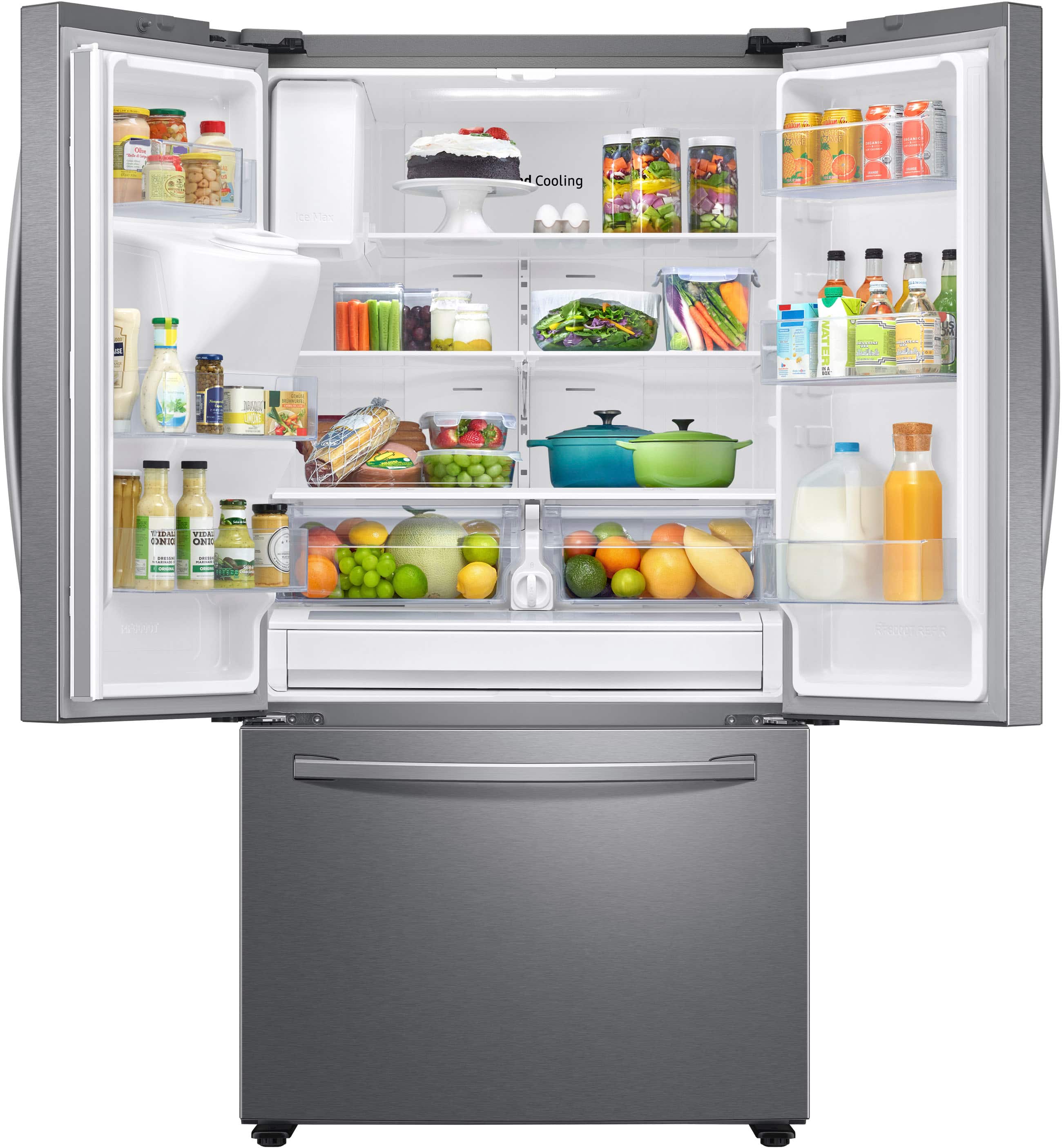 Alt View 2. Samsung - 26.5 cu. ft. 3-Door French Door Smart Refrigerator with Family Hub - Stainless Steel.