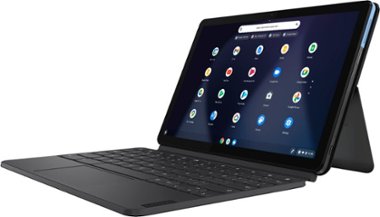 Lenovo - IdeaPad Duet Chromebook - 10.1” (1920x1200) Touch 2-in-1 Tablet - MediaTek P60T - 4G RAM - 128G eMCP4x - with Keyboard - Ice Blue + Iron Gray - Front_Zoom