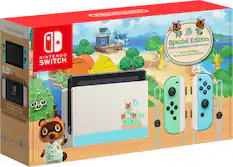 Front. Nintendo - Switch - Animal Crossing: New Horizons Edition 32GB Console - Pastel Green & Blue.