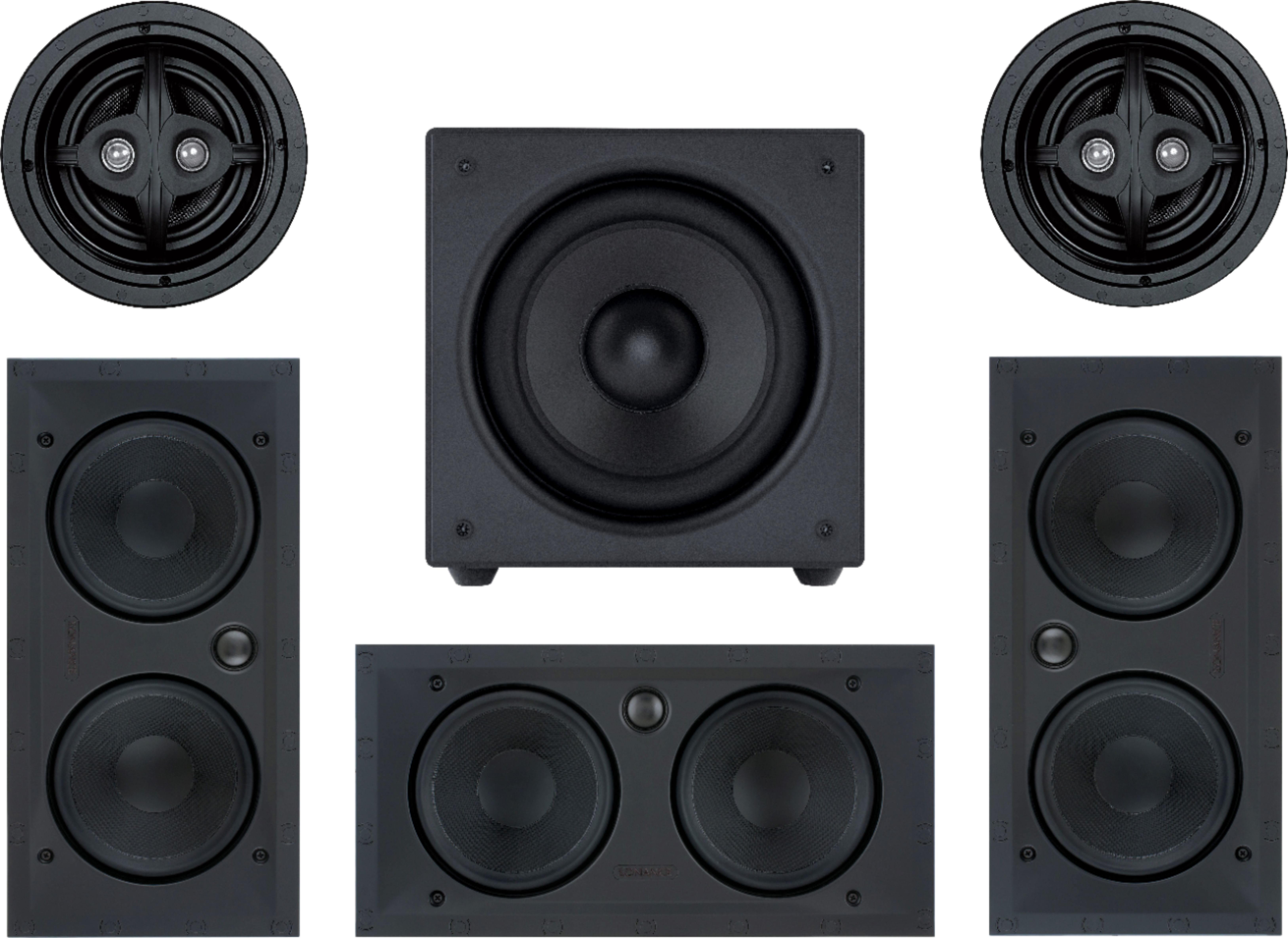 Sonance - MAG5.1 Premium 6-1/2" In-Wall Speaker System with Wireless Subwoofer - Paintable White