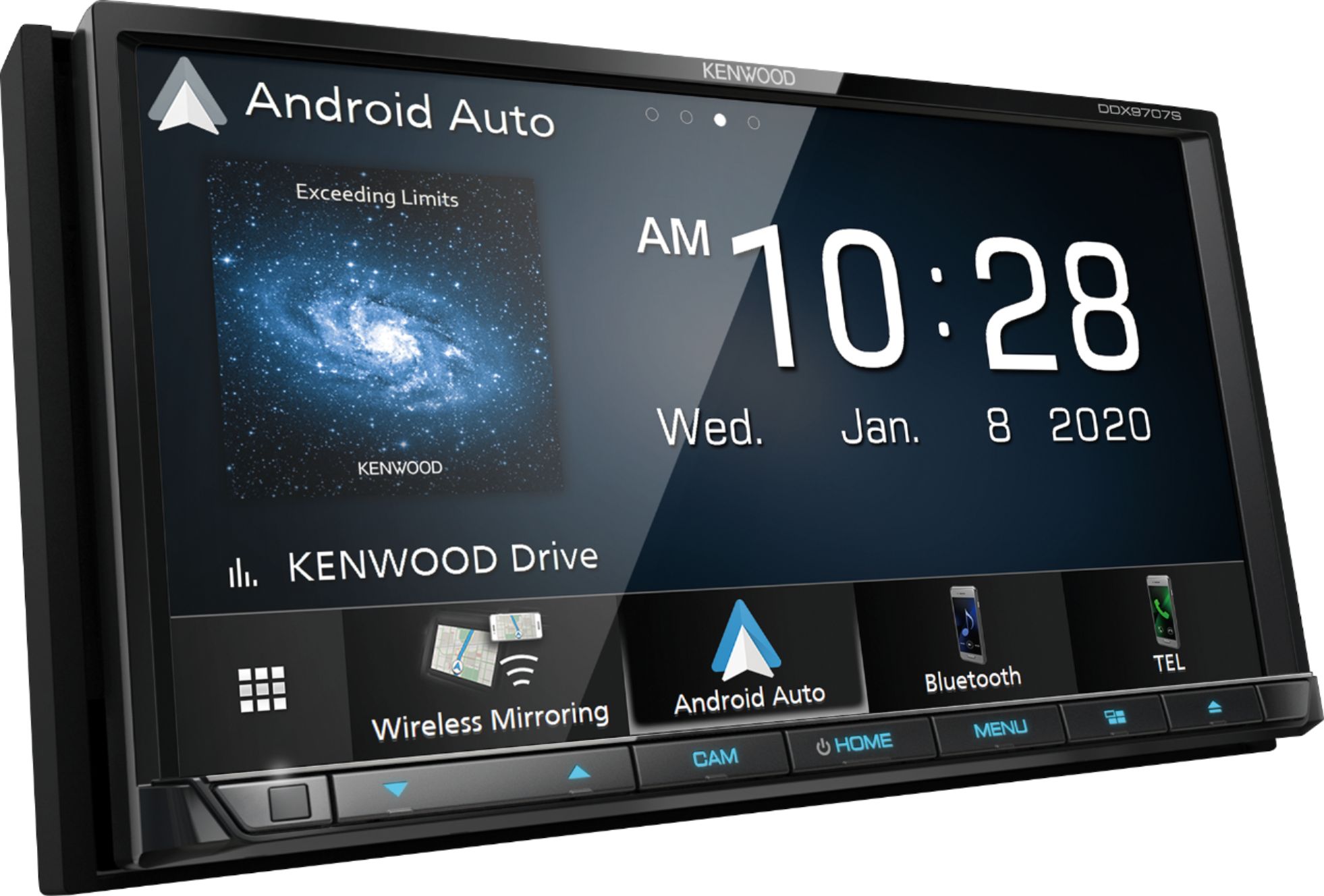 Angle View: Kenwood - 7" - Android Auto/Apple® CarPlay™ - Built-in Bluetooth - In-Dash CD/DVD/DM Receiver - Black