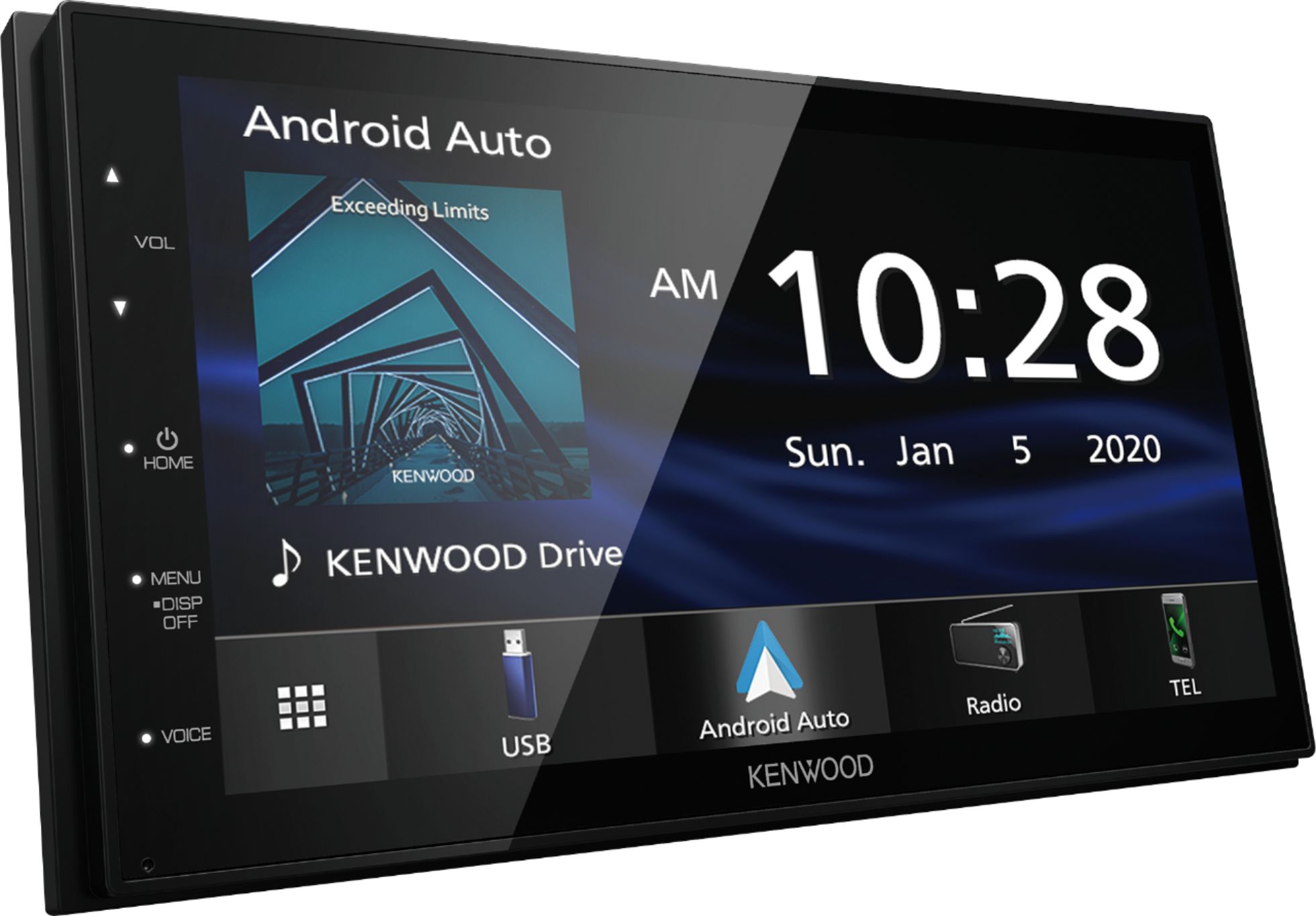Angle View: Kenwood - 6.75" - Android Auto/Apple® CarPlay™ - Built-in Bluetooth - In-Dash Digital Media Receiver - Black