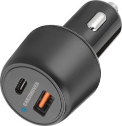 Car and Driver - Car Charger with USB-C and USB High-Speed Power Delivery Ports - Black - Front_Zoom