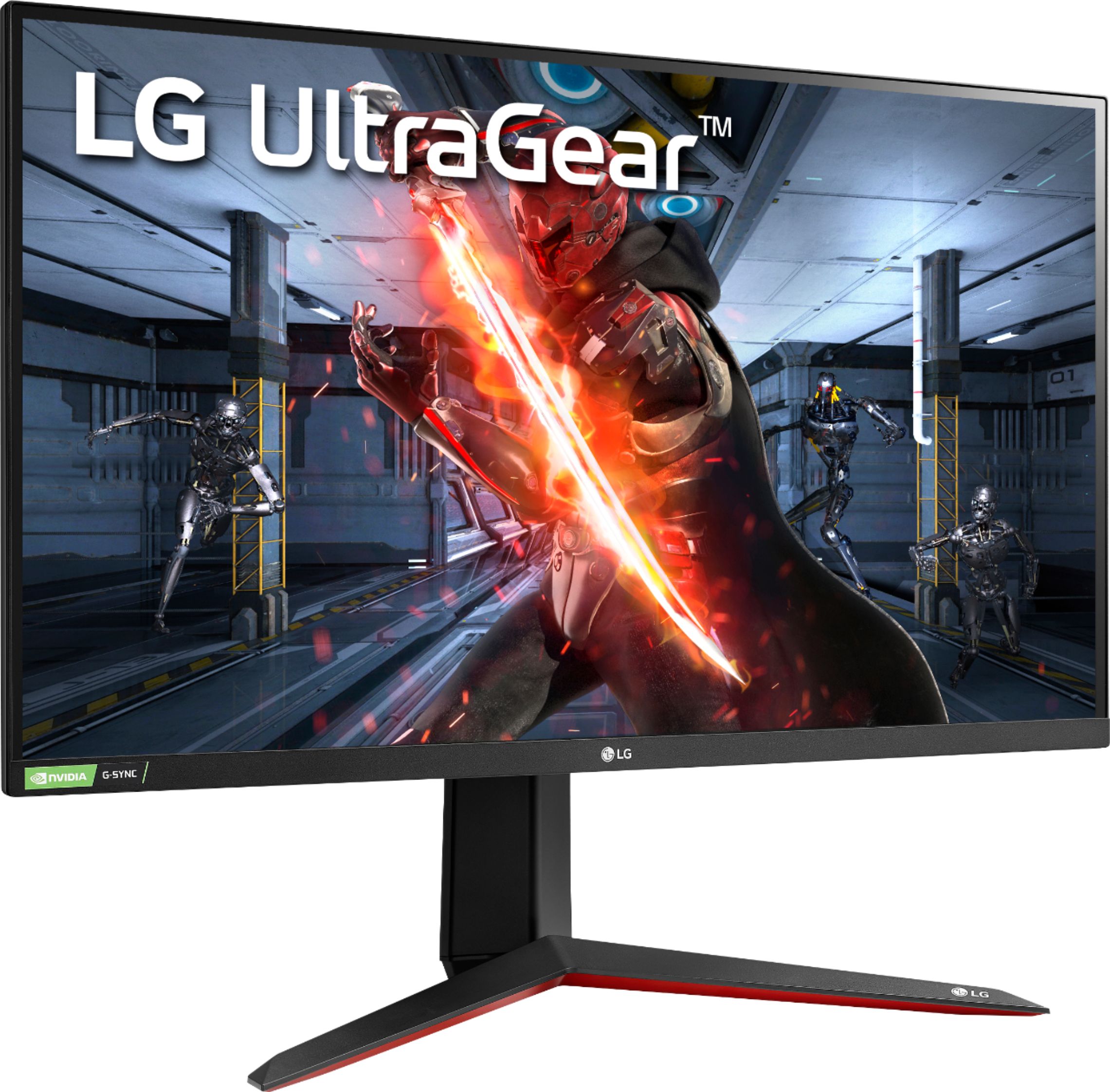 Angle View: LG - UltraGear 27" IPS LED QHD FreeSync and G-SYNC Compatible Monitor with HDR (DisplayPort, HDMI) - Black