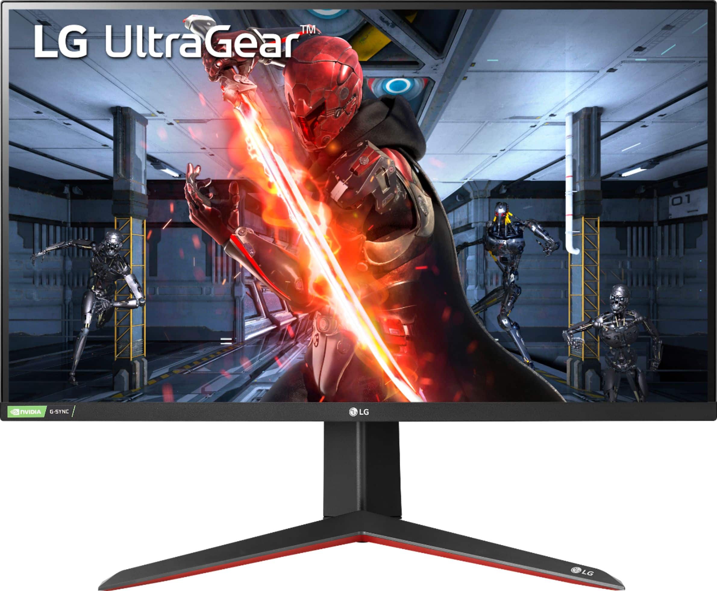 Front. LG - UltraGear 27" IPS LED QHD FreeSync and G-SYNC Compatible Monitor with HDR (DisplayPort, HDMI) - Black.