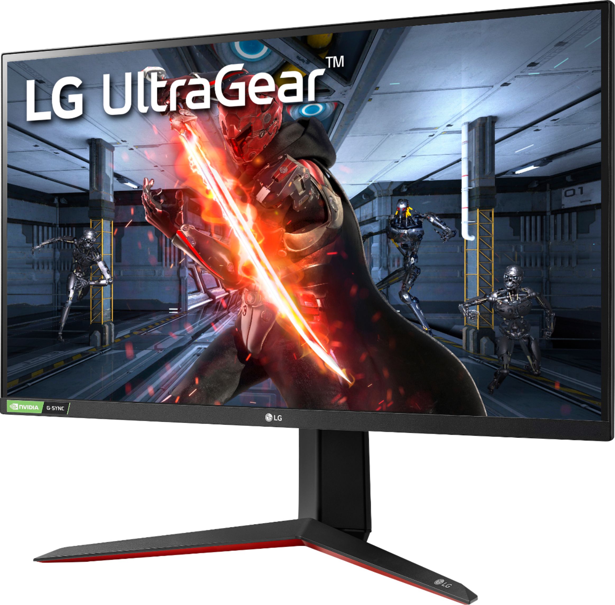 Left View: LG - UltraGear 27" IPS LED QHD FreeSync and G-SYNC Compatible Monitor with HDR (DisplayPort, HDMI) - Black