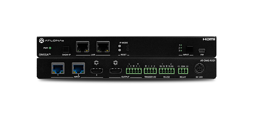 Angle View: Atlona - Avance™ 4K/UHD HDMI Extender Kit with Ethernet, Control, and Bidirectional Remote Power - Black