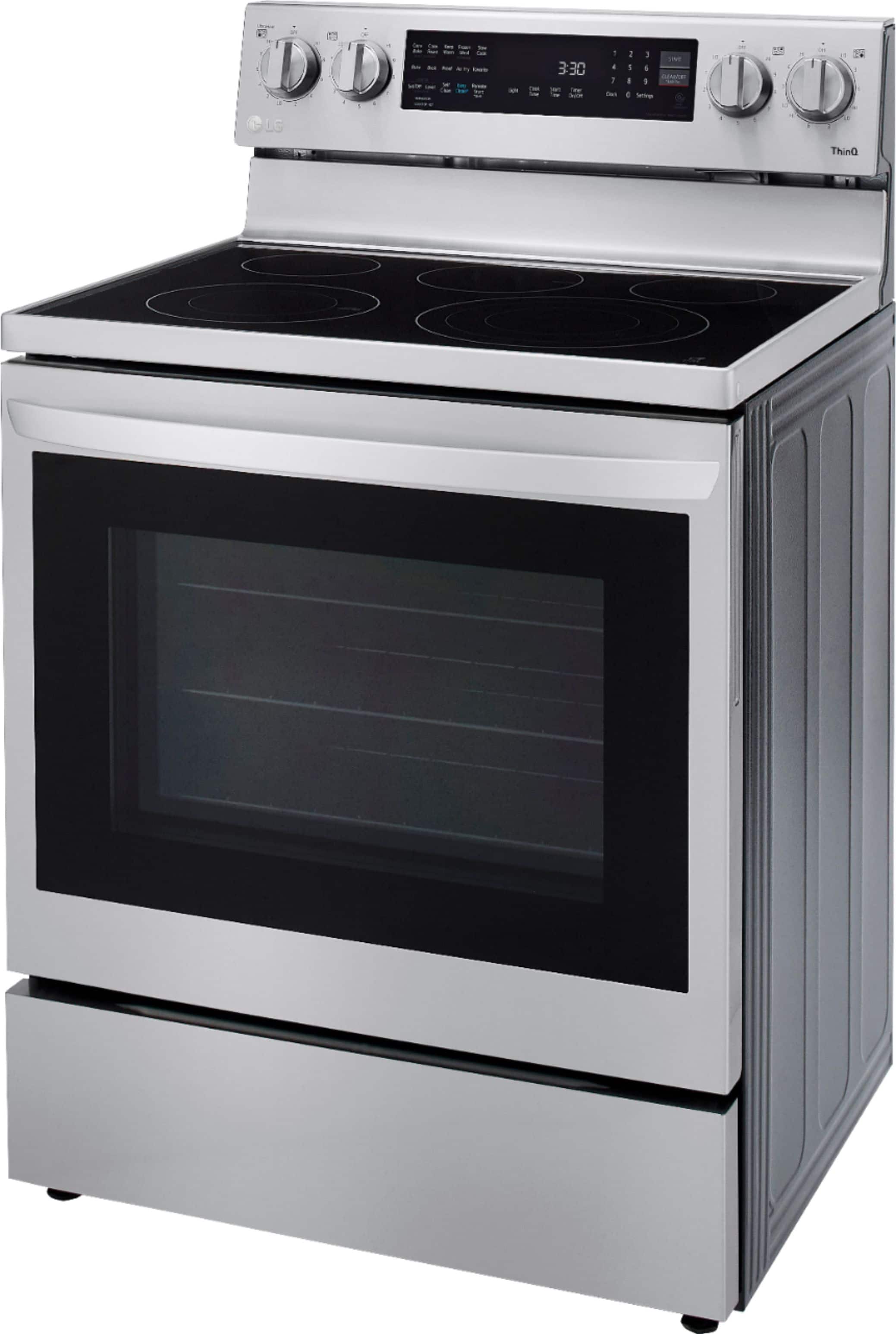 Angle. LG - 6.3 Cu. Ft. Smart Freestanding Electric Convection Range with EasyClean and InstaView - PrintProof Stainless Steel.