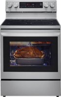 LG - 6.3 Cu. Ft. Freestanding Single Electric Convection Range with Air Fry and InstaView WideView Window - Stainless steel - Front_Zoom