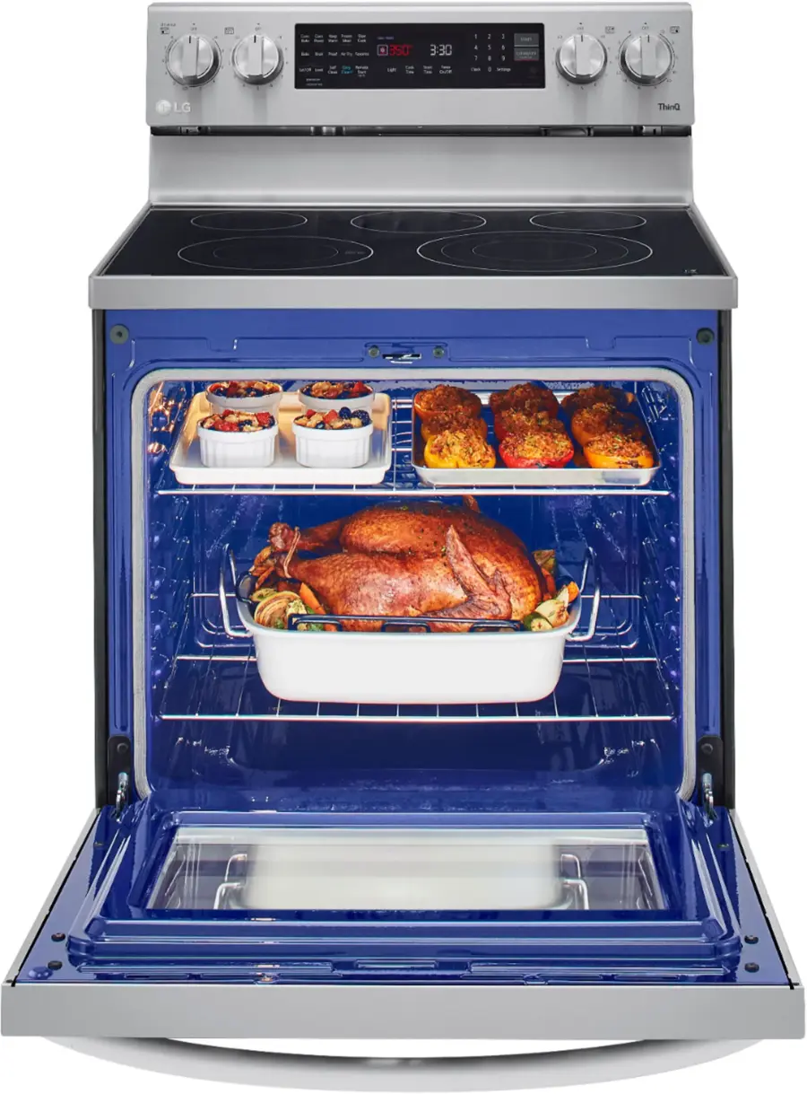 Alt View 13. LG - 6.3 Cu. Ft. Smart Freestanding Electric Convection Range with EasyClean and InstaView - PrintProof Stainless Steel.