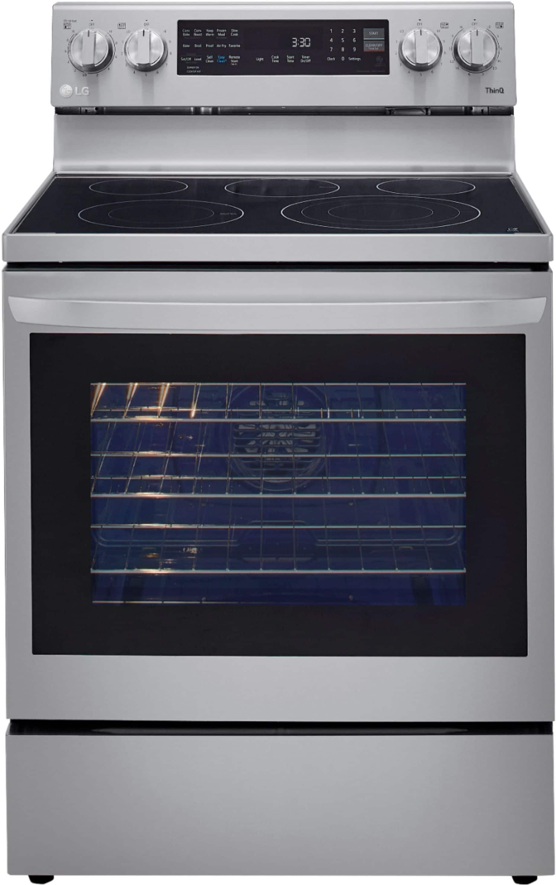 Front. LG - 6.3 Cu. Ft. Smart Freestanding Electric Convection Range with EasyClean and InstaView - PrintProof Stainless Steel.