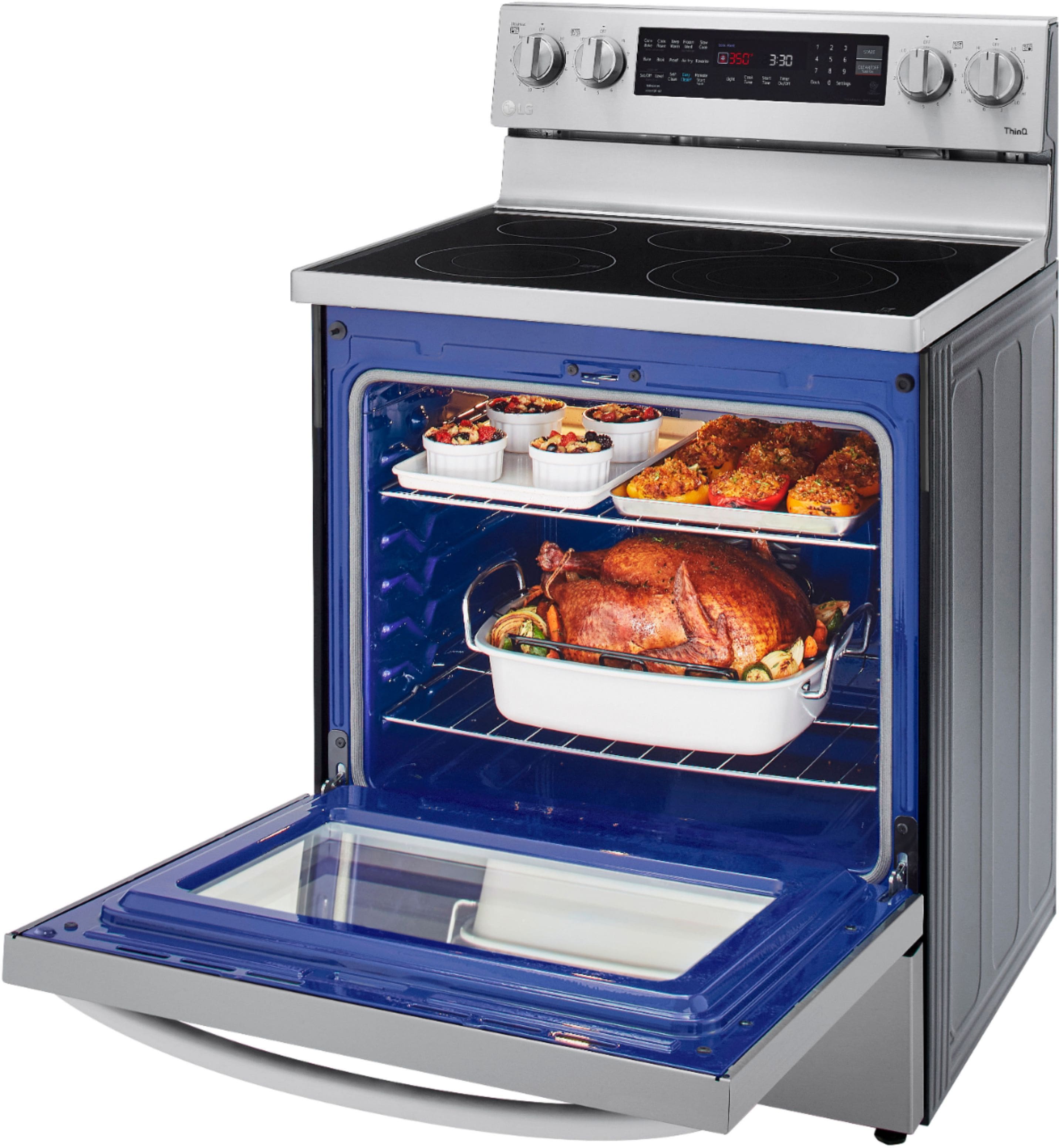 Alt View 23. LG - 6.3 Cu. Ft. Smart Freestanding Electric Convection Range with EasyClean and InstaView - PrintProof Stainless Steel.