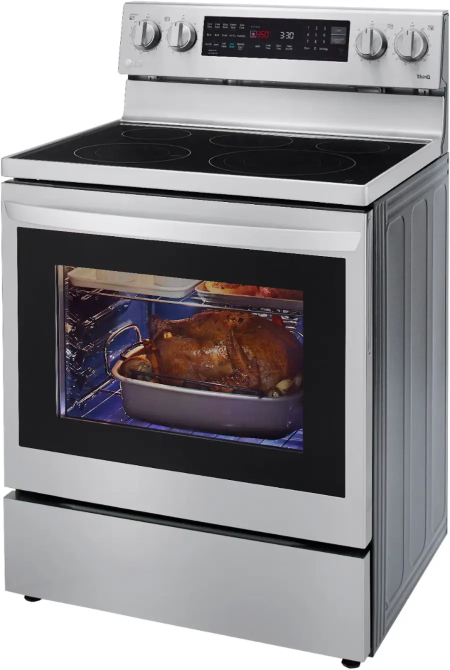 Alt View 24. LG - 6.3 Cu. Ft. Smart Freestanding Electric Convection Range with EasyClean and InstaView - PrintProof Stainless Steel.