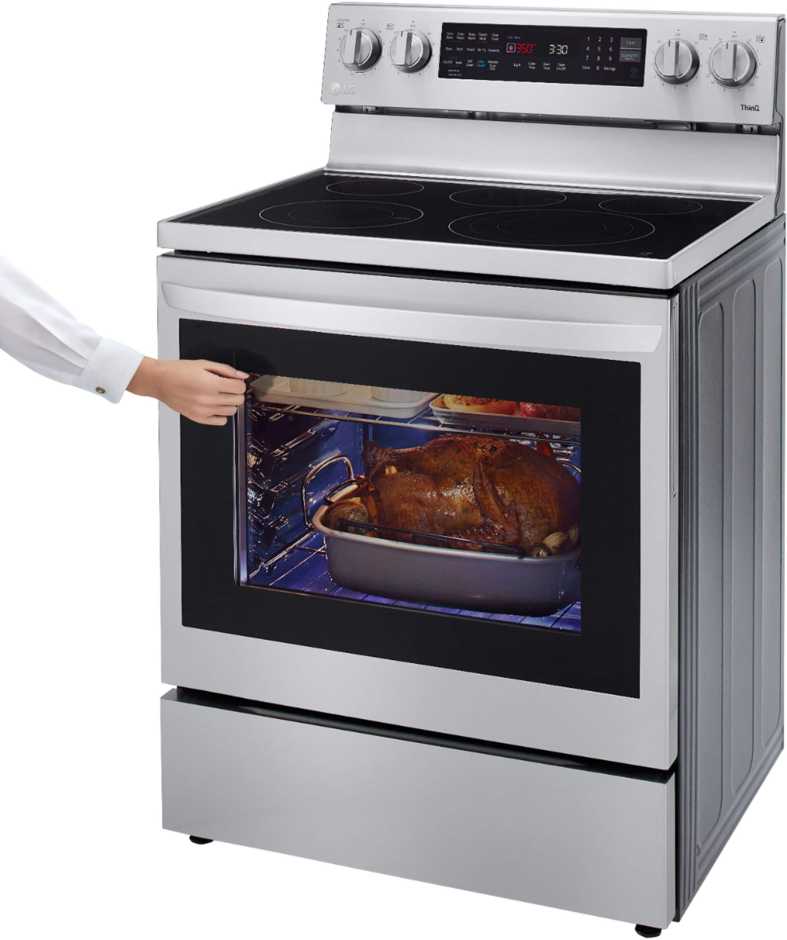 Alt View 25. LG - 6.3 Cu. Ft. Smart Freestanding Electric Convection Range with EasyClean and InstaView - PrintProof Stainless Steel.