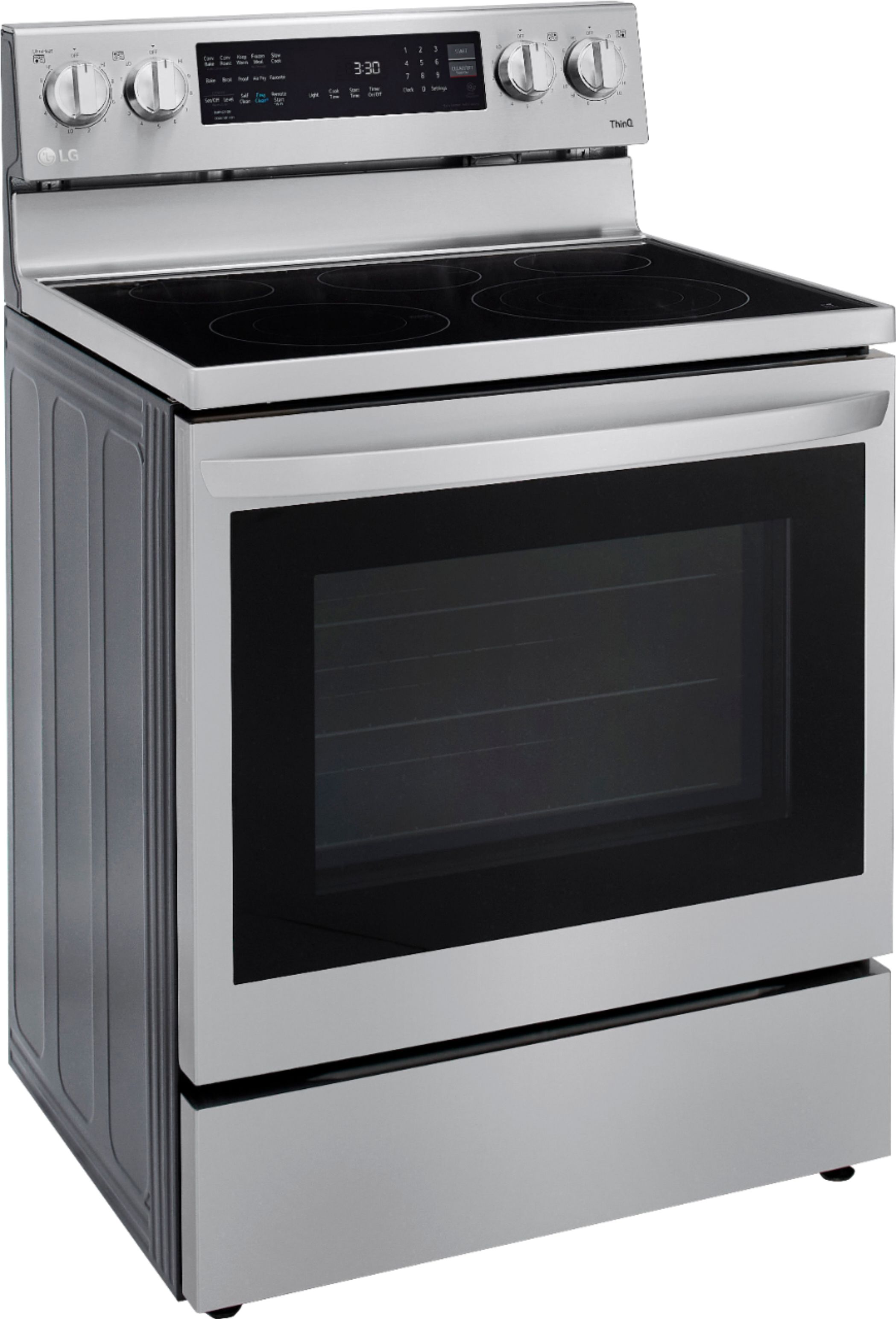 Left View: LG - 6.3 Cu. Ft. Smart Freestanding Electric Convection Range with EasyClean, Air Fry and InstaView - Stainless steel