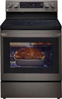 LG - 6.3 Cu. Ft. Smart Freestanding Electric Convection Range with EasyClean, Air Fry and InstaView WideView Window - Black stainless steel - Front_Zoom