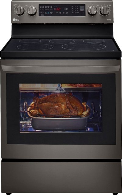 Front Zoom. LG - 6.3 Cu. Ft. Freestanding Single Electric Convection Range with Air Fry and InstaView WideView Window - Black stainless steel.